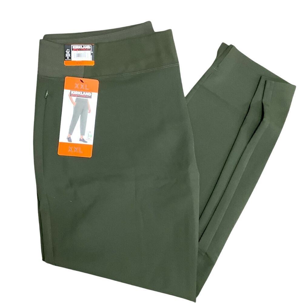 Kirkland Signature Ladies Ankle Pants Stretch Pull On Green XXL NWT
